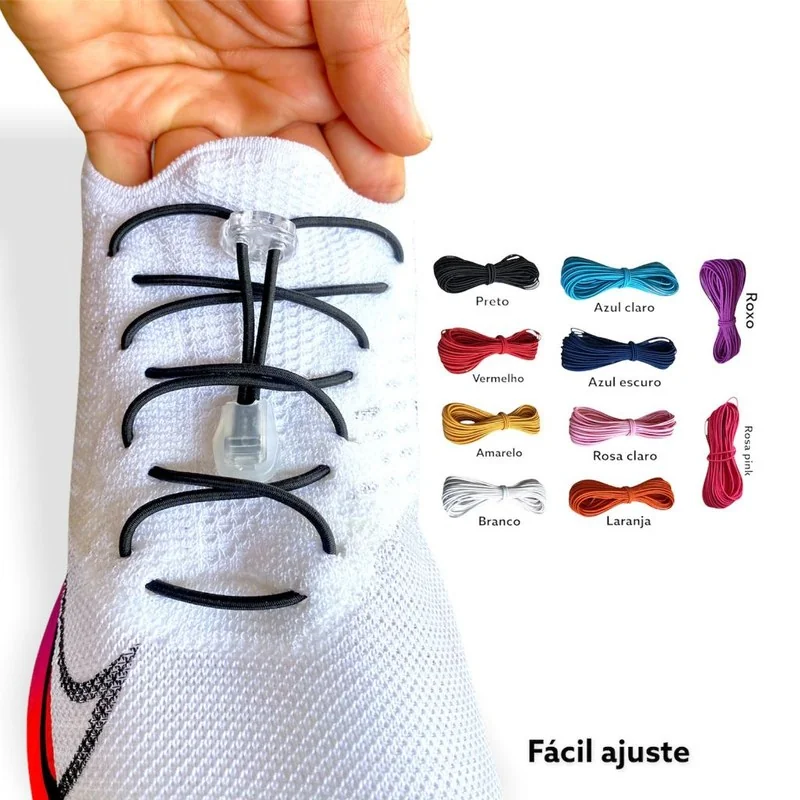 Par Cadarço Elástico  Cores Triátlon Corrida Esportivo Sem Cadarço Universal