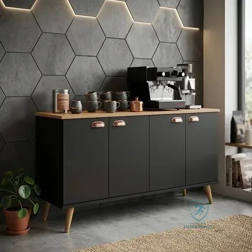 Balcão Organizador Multiuso Para Sala, Cozinha Ou Escritório Preto