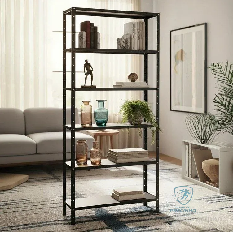 Estante Armário Prateleira De Aço 6 Bandejas Organizador Galvanizada Suporta 150kg 198cm X 90cm X 28cm Incolor