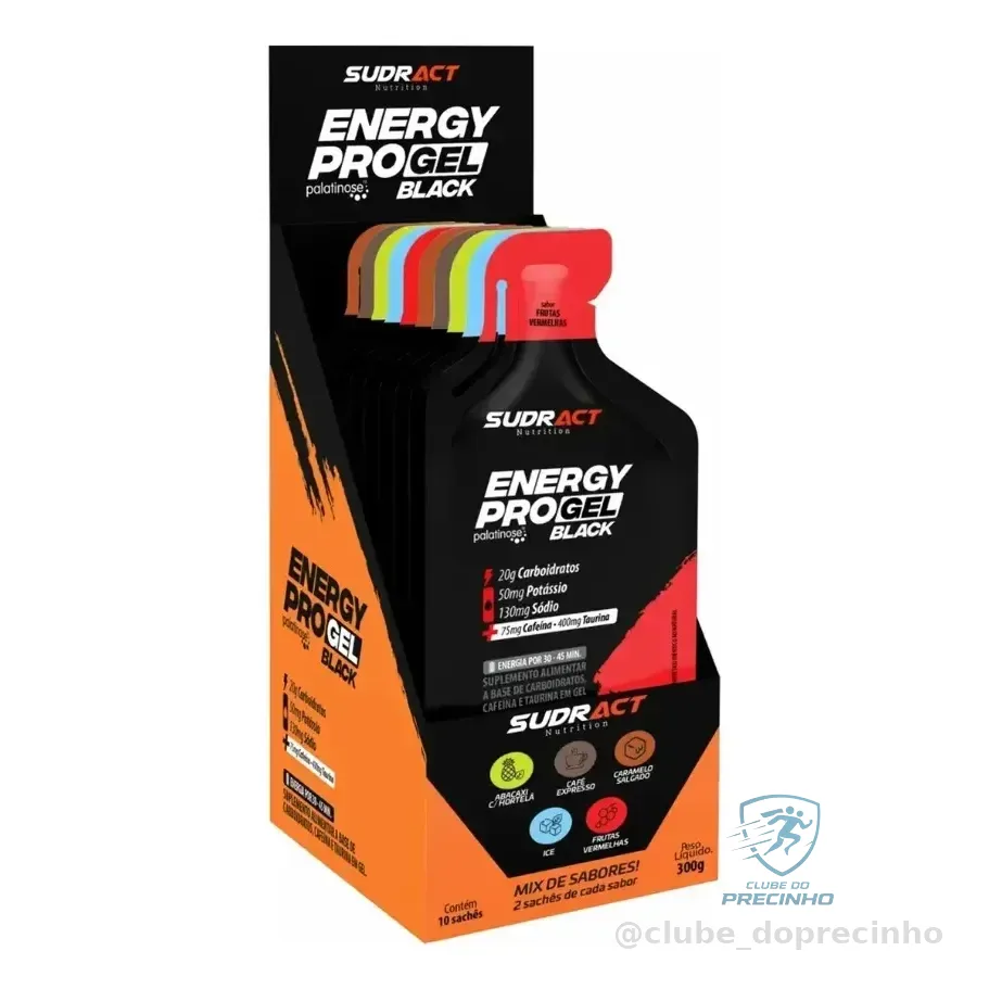 Energy Pro Gel Black 10 Sachês De 30g - Sudract Sabores Diversos