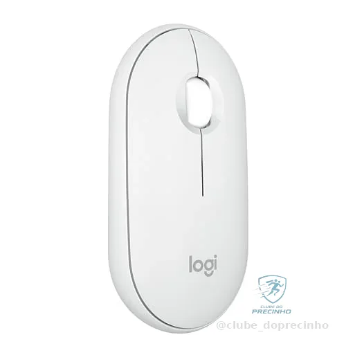 Mouse sem fio Logitech Pebble 2 M350s com Clique Silencioso, Design Slim Ambidestro, Conexão Bluetooth e Pilha Inclusa - Branco