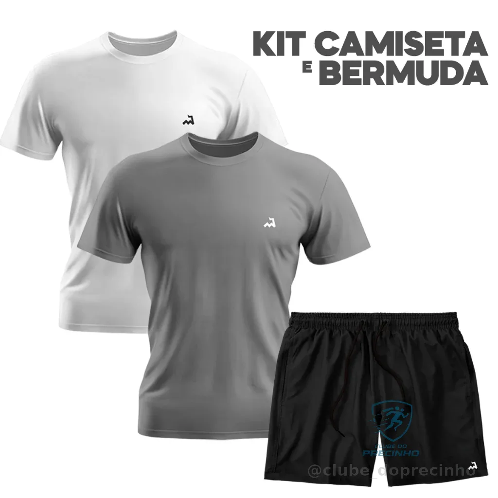 Kit 2 Camiseta Dryfit e 1 Shorts Tactel Masculino Bermuda de Academia Treino Corrida Esportes Praia Shopee