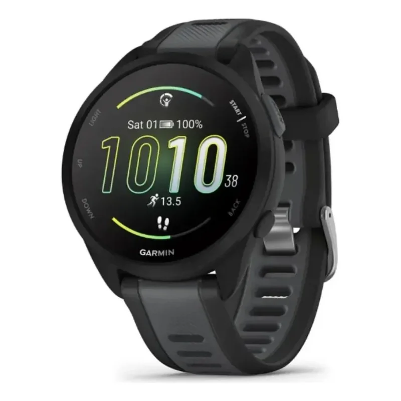 Smartwatch Relógio Garmin Forerunner 165 43mm Preto Mesh Cinza Correa Esportiva