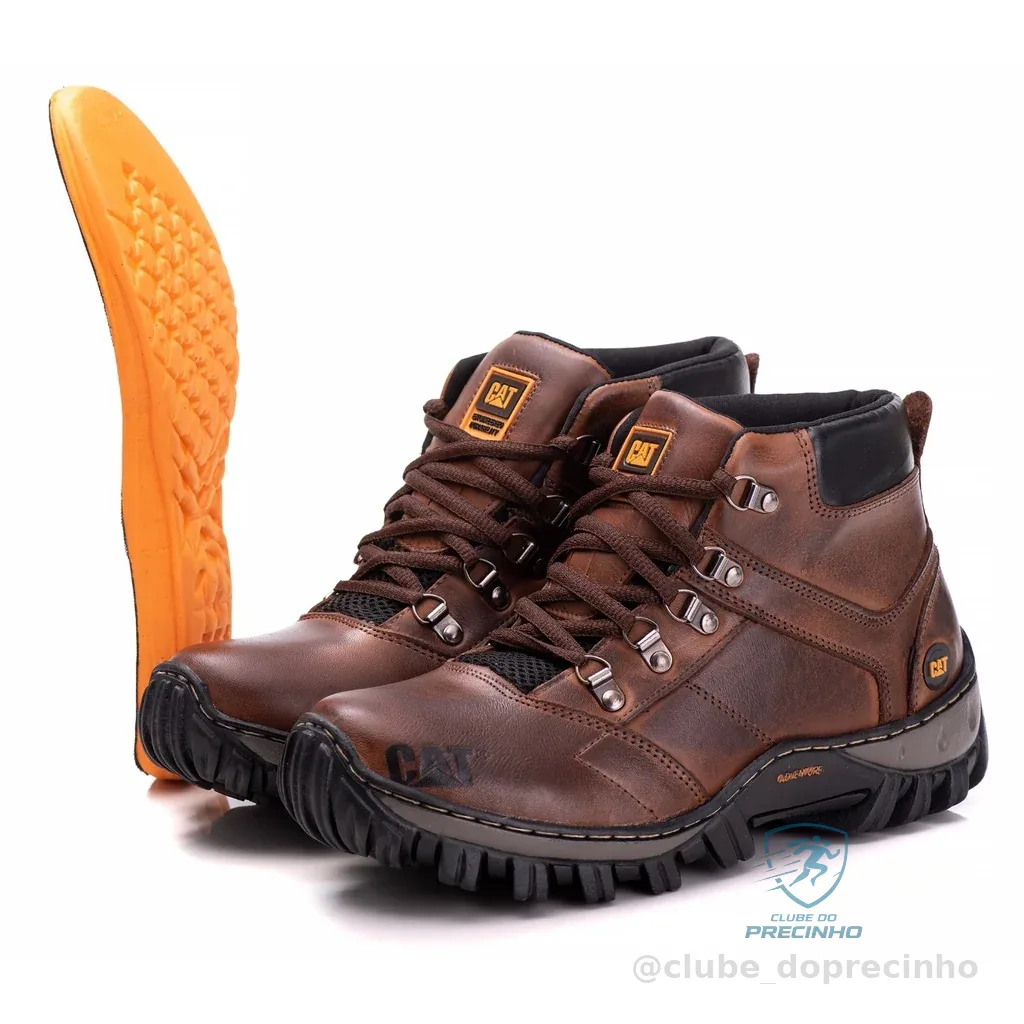 Bota Caterpillar Masculina Em Couro Com Palmilha Em Gel Macia Adventure Shopee