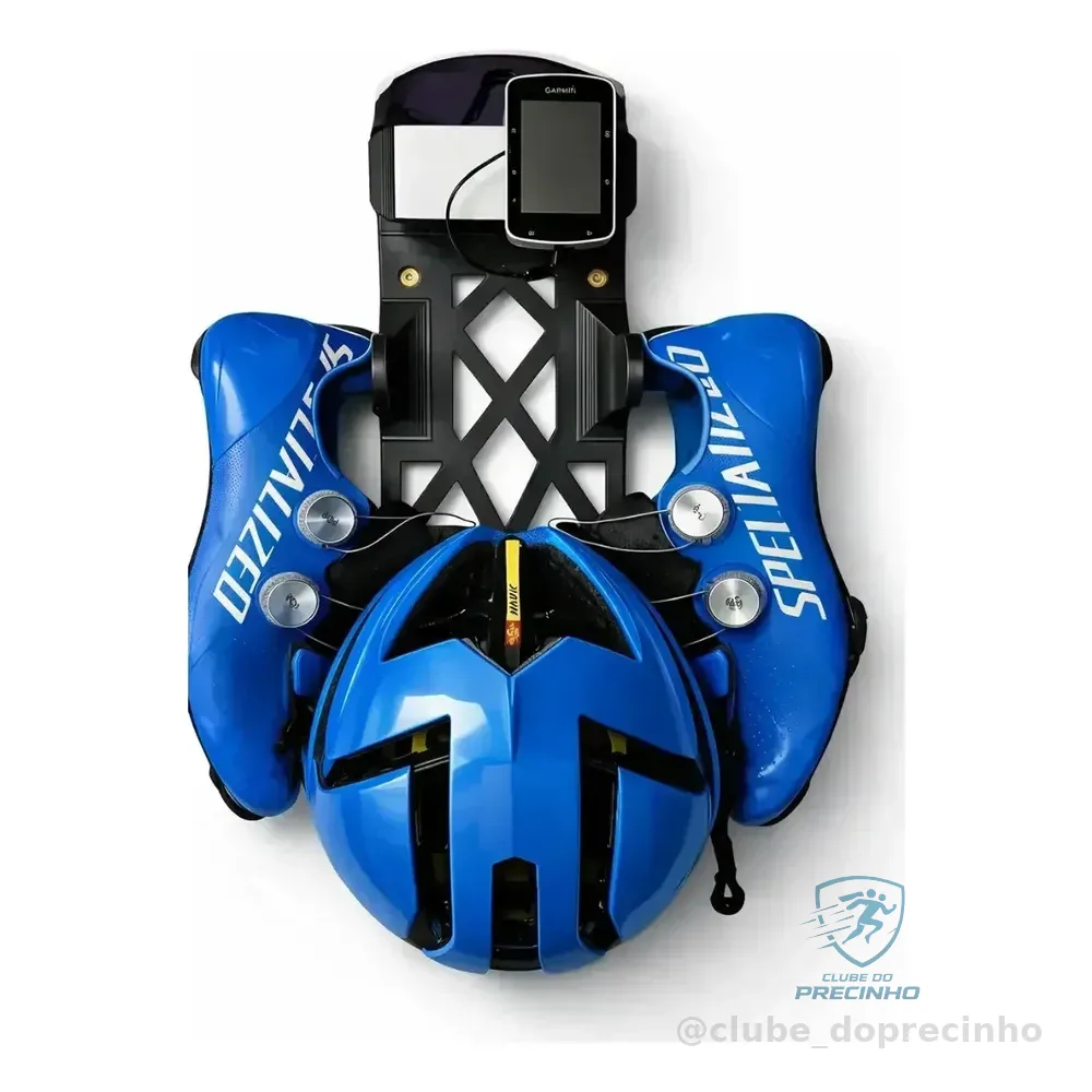 Suporte Parede Bike Preto Capacete Sapatilha Organizador Preto