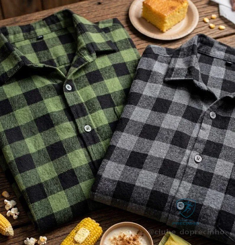 Kit 2 Camisa Xadrez Masculina Manga Longa Casual Inverno Festa Junina Mercado Livre