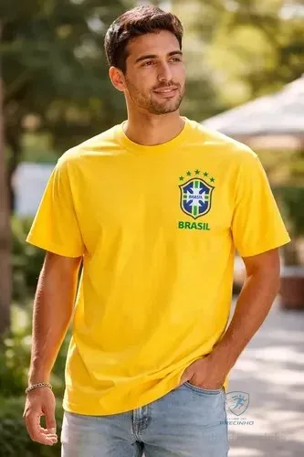 Camiseta Time Do Brasil Seleção Brasileira Copa Do Mundo Amarelo M