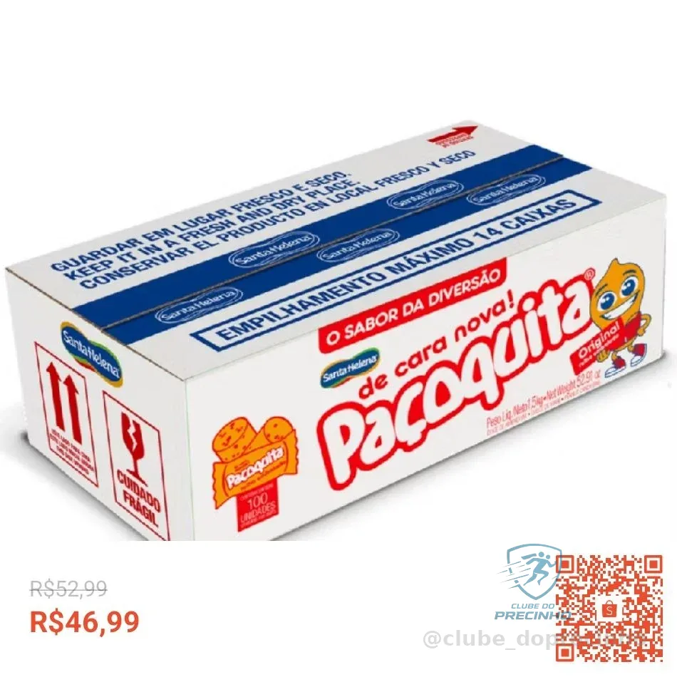Paçoca Rolha Embalada Pacoquita C/100 Unidades 1,5kg - Santa Helena