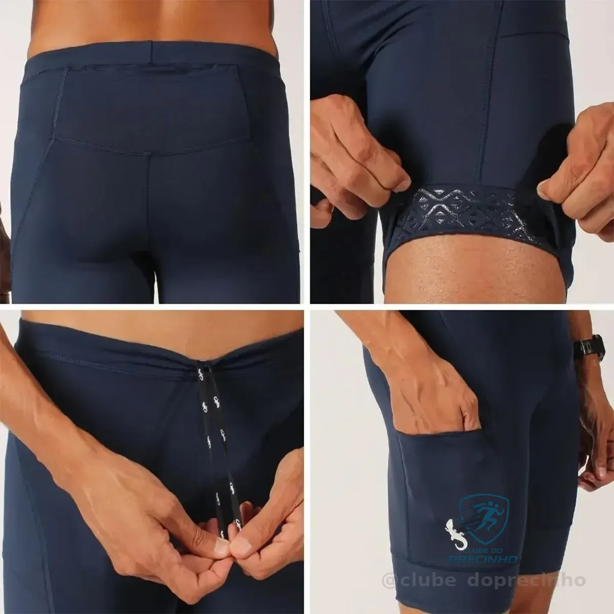 Shorts Compressão Kupaa Masculina Corrida Com Bolsos Azul