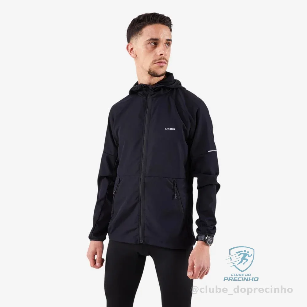 Jaqueta Masculina de Corrida Corta vento Run 100  Kiprun Preta