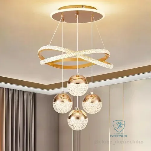 Lustre Sala De Jantar Lustre Pendente Luxo Moderno Cozinha 127/220v Dourado
