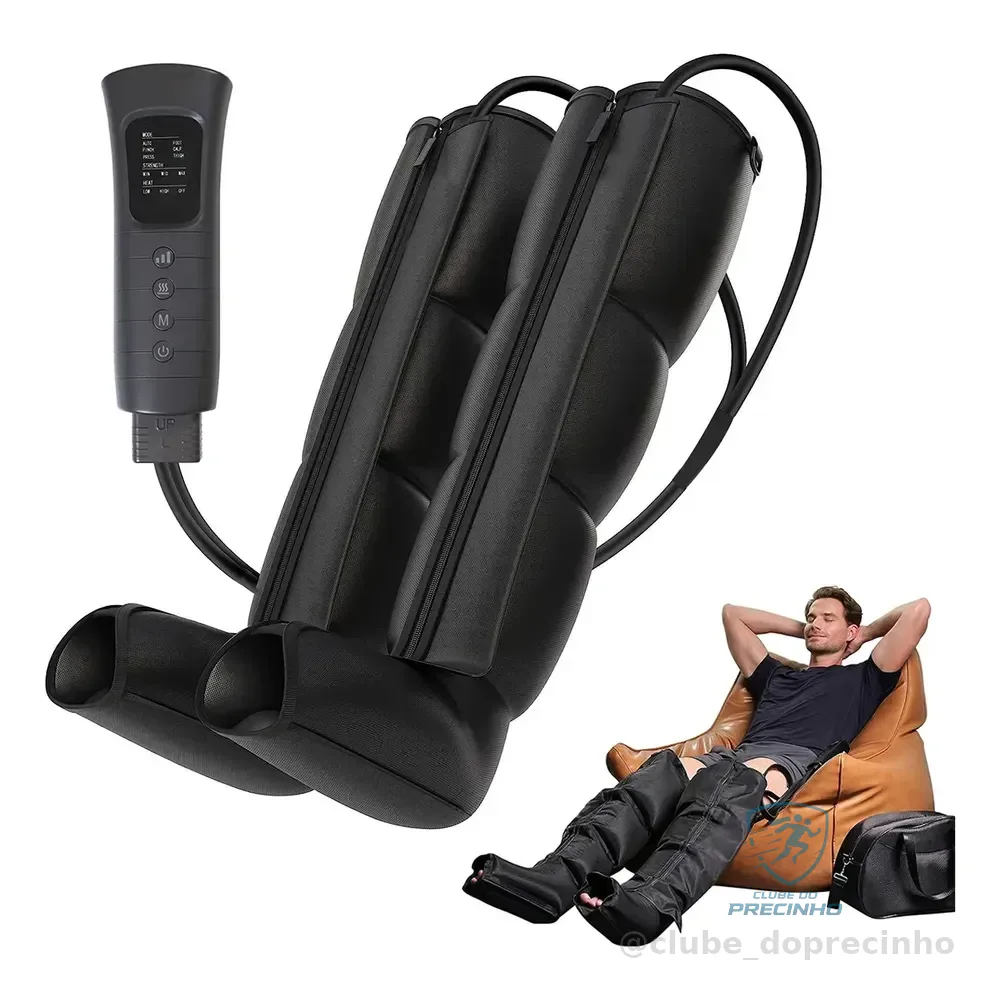 Botas De Compressão Pneumática Massageador Pes Fitness Saúde 127/220v Preto
