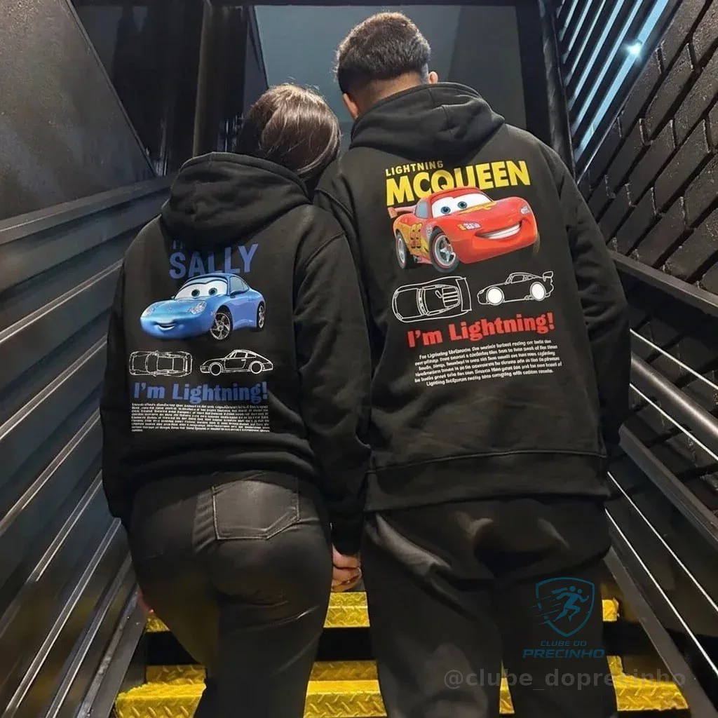 Kit Casal Blusa De Frio Moletom Canguru Sally e McQueen Car Mercado Livre