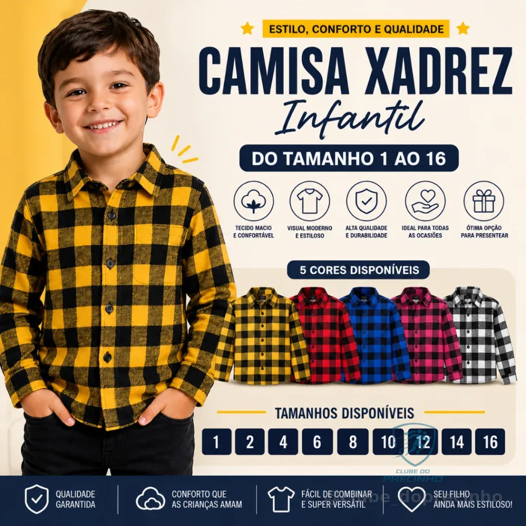 Camisa Blusa Infantil Xadrez Flanelada Manga Longa Junina  - ENVIO IMEDIATO !! Shopee