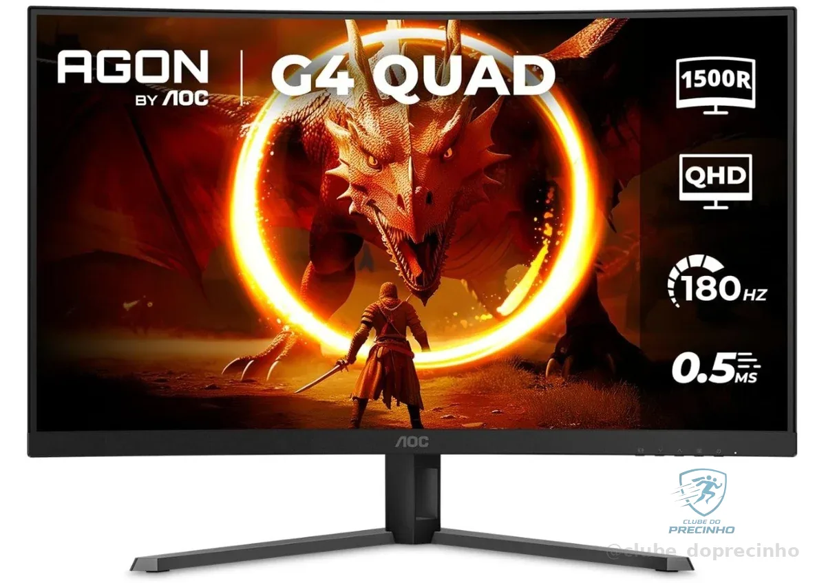 Monitor Gamer Curvo AOC AGON QUAD 32" 180Hz 0,5ms HDR10 CQ32G4E