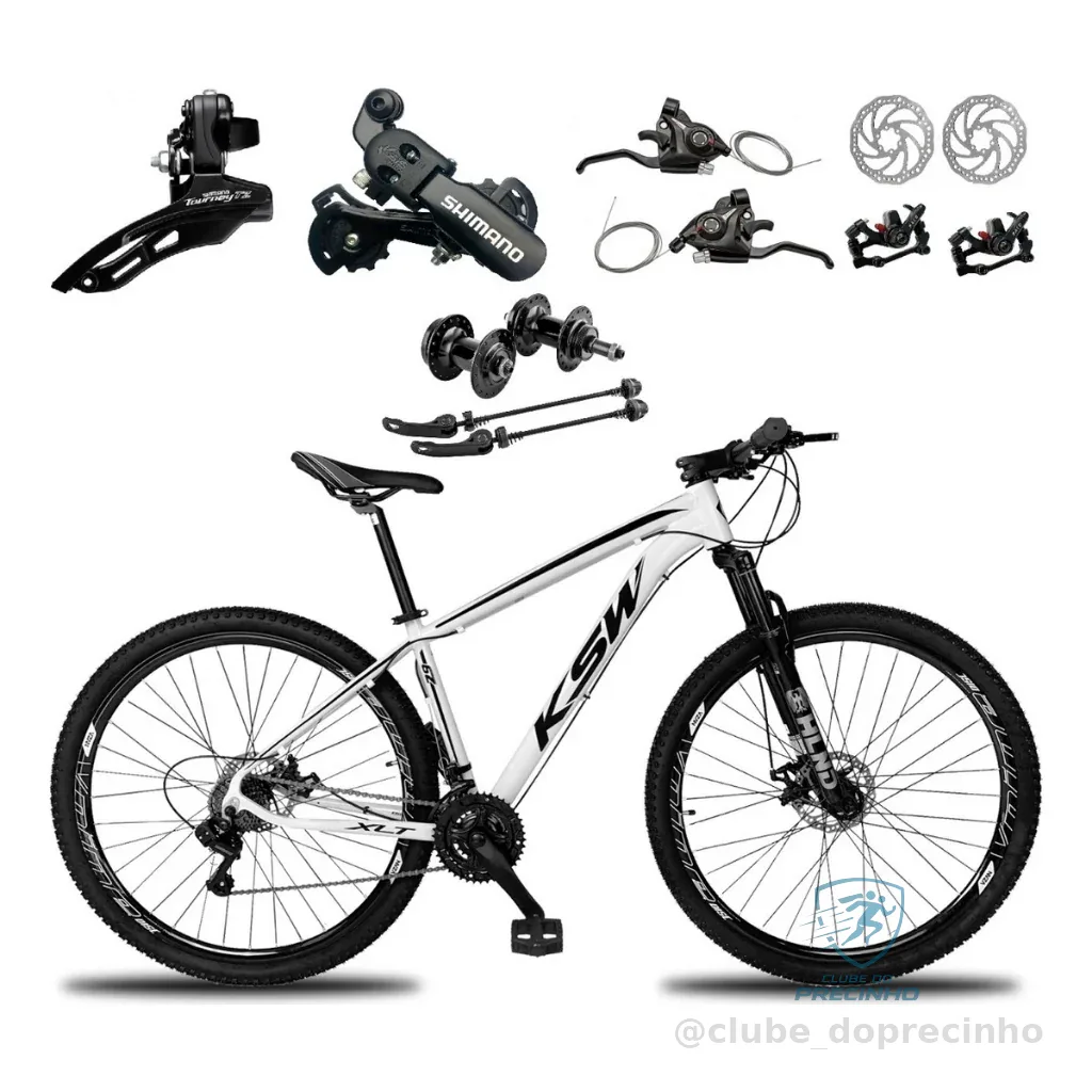 BICICLETA ARO 29 KSW XLT 21 MARCHAS SHIMANO FREIOS A DISCO QUADRO 17 BRANCA Shopee