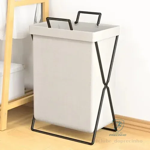 Cesto De Roupa Suja Dobrável Grande Roupa Suja Cor Lisa Creme Capacidade Grande De 52l Lisa 35cm X 25cm X 55cm