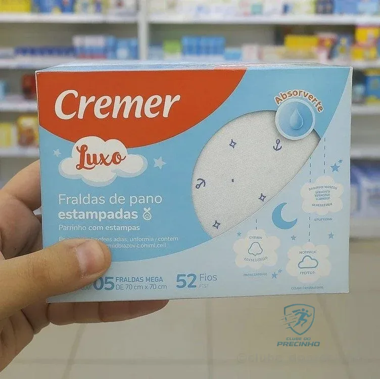 Cremer Fralda Luxo Estampa Masculina Pc Com 5 Unidades (Embalagem Pode Variar)