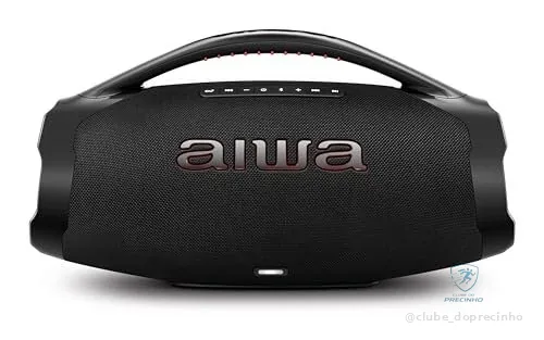 Caixa de Som Boombox Plus AIWA BBS-01-B 200W Bluetooth 5.3-200W RMS - 30 Horas de Bateria - Resistente à Poeira e Água - Preto