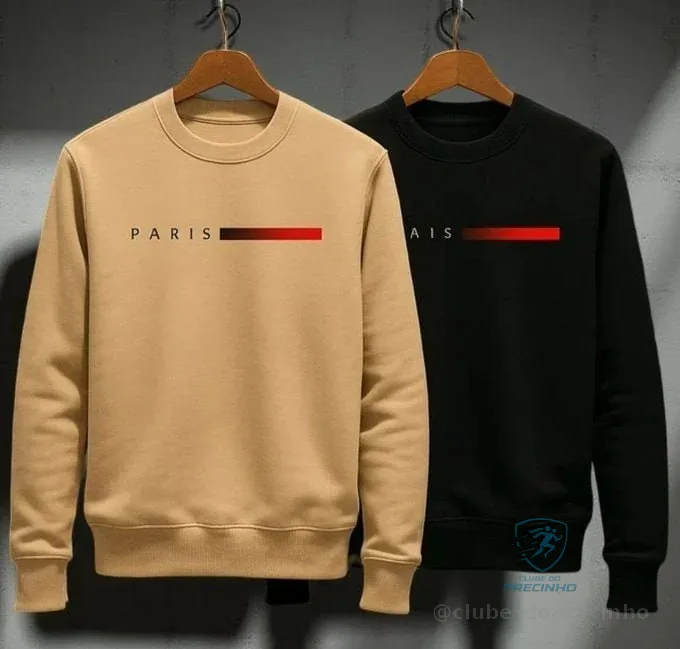 Moletom Masculino Gola Careca Flanelado Paris Suéter Frio Mercado Livre