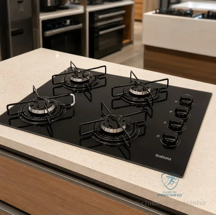 Cooktop 4 Bocas Itatiaia Essencial com Mesa de Vidro Temperado e Acendimento Automático Preto Bivolt