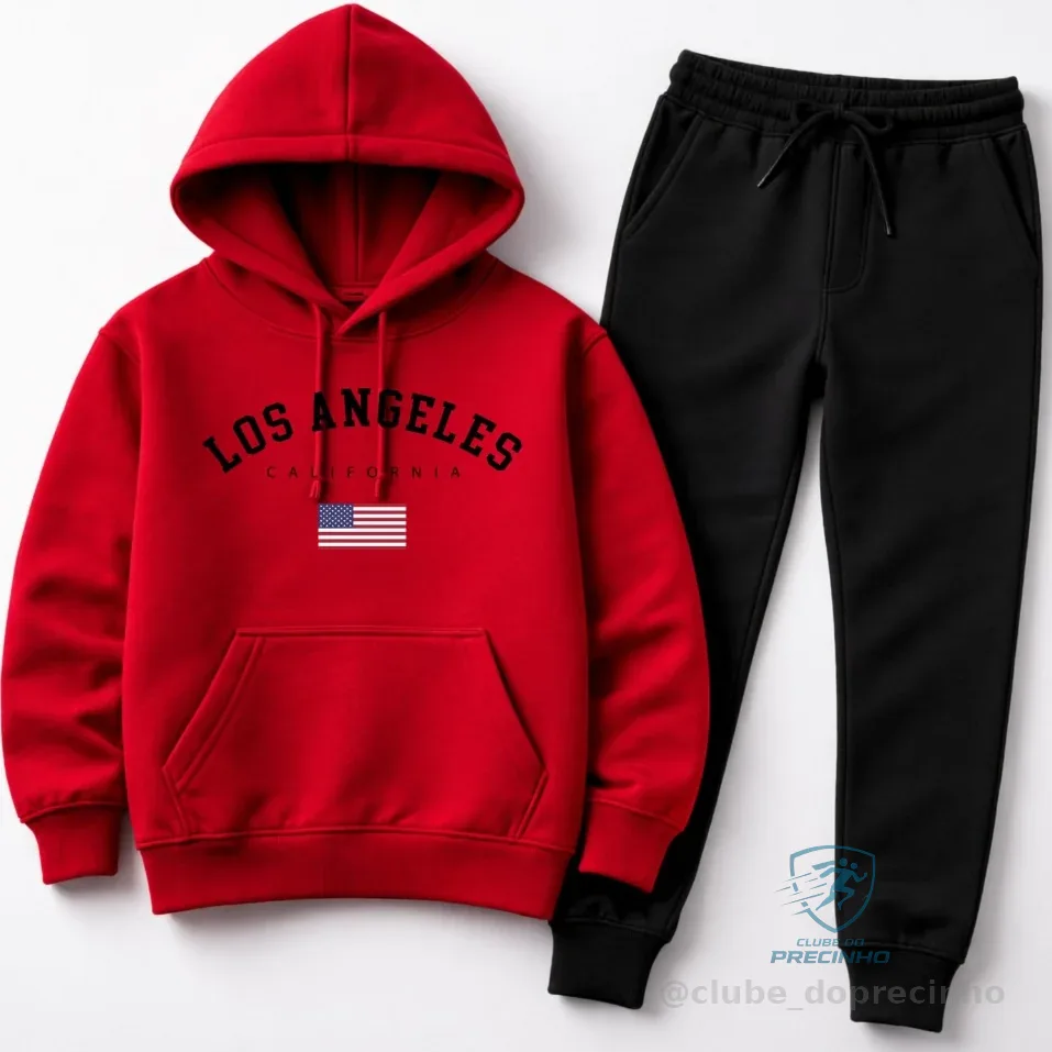 Conjunto Moletom Infantil PREMIUM Flanelado Moletom e Calça Estampado Los Angeles Quentinho Confortável Shopee