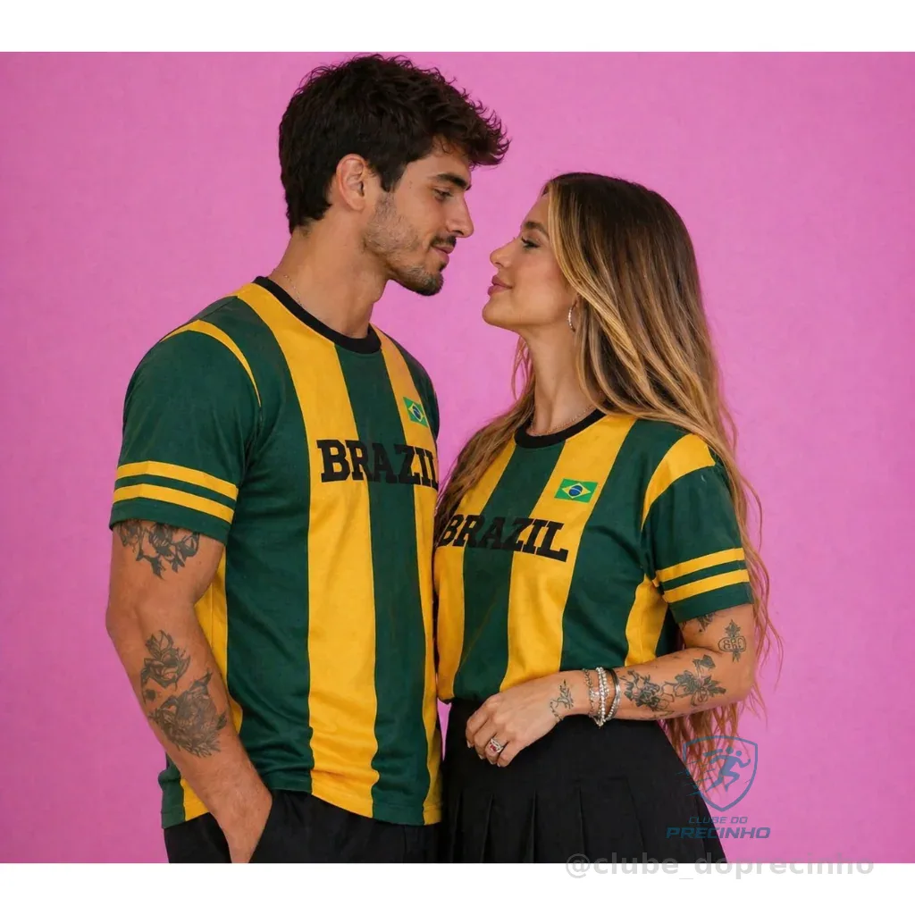 Kit Casal Brasil Camisetas Verde Amarelo Premium | Moda Copa 2026 Shopee