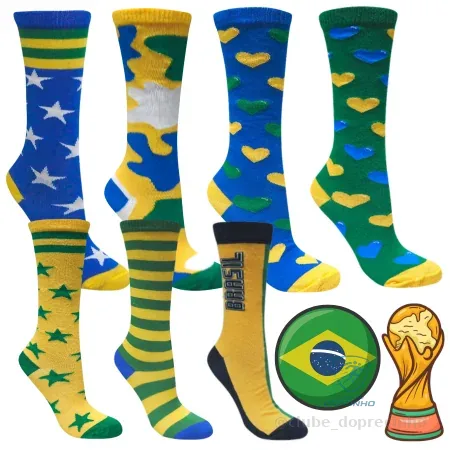 Meia Copa Brasil Cano Alto Unissex Infantil e Adulto Torcedor Patriota Shopee