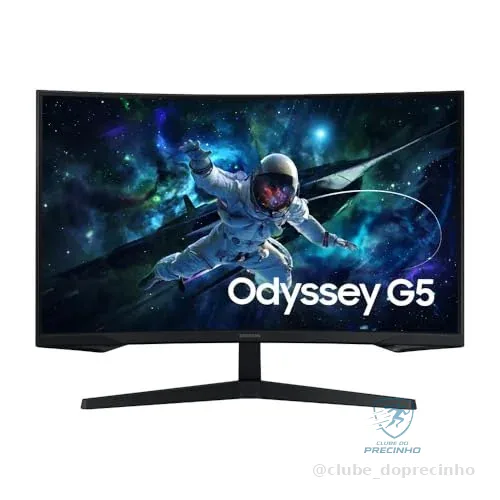 Monitor Gamer Samsung Odyssey G5 32, Resolução QHD, Taxa de atualização de 165Hz & 1ms de tempo de resposta (MPRT), Curvatura com 1000R, HDR 10, AMD FreeSync, Eye Saver Mode & Flicker Free Mode