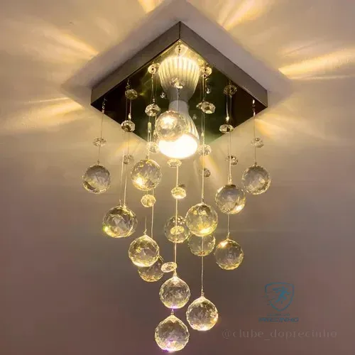 Lustre Cristal Acrílico Quarto Apartamento Vai Montado