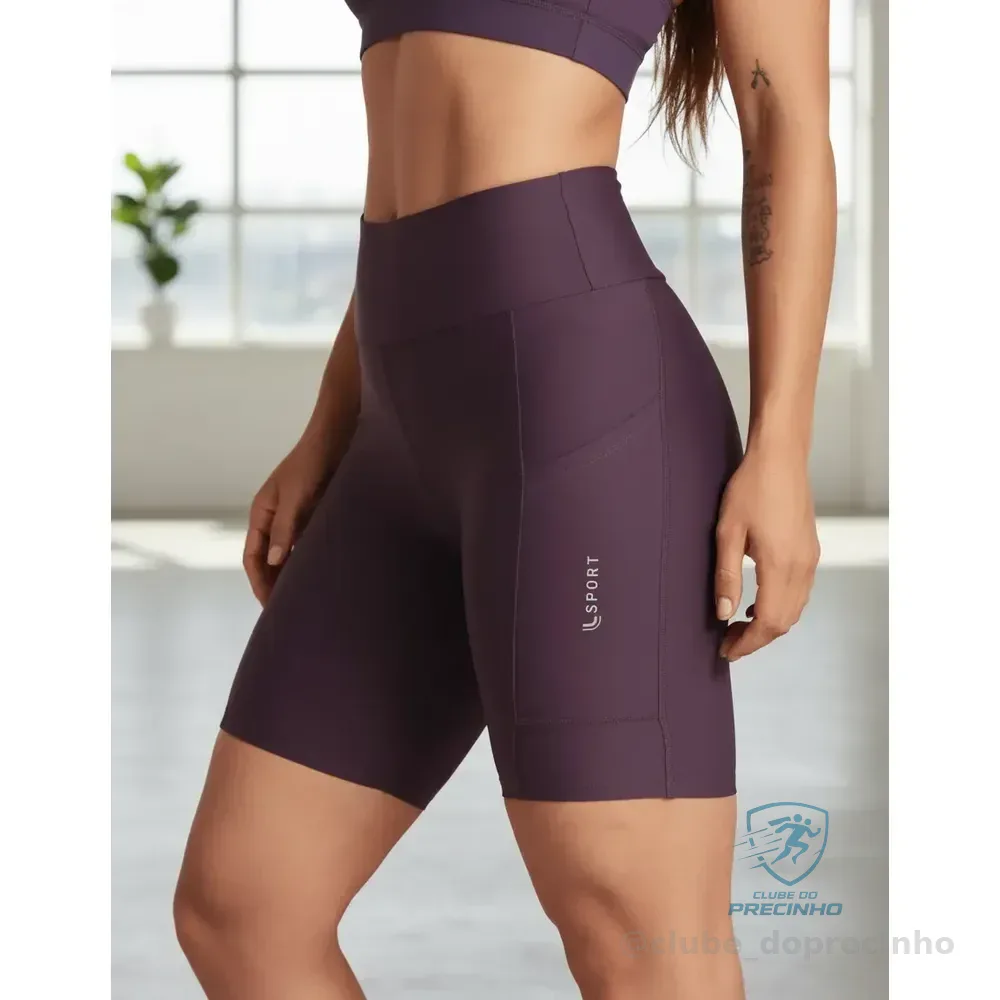 Bermuda Corrida Feminina Lsport Run 5 Pockets C/bolsos Sport Purple