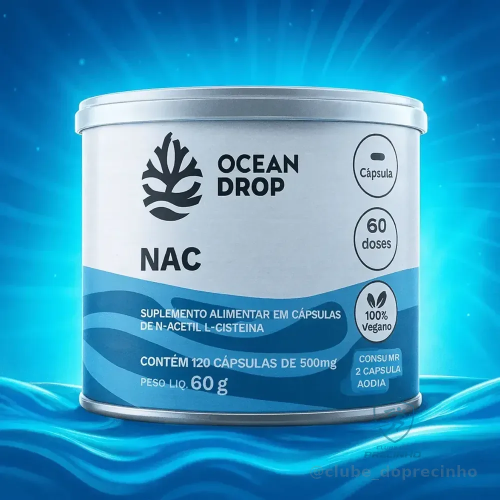 Ocean Drop Nac N-acetil L-cisteína Nac (n-acetil + L-cisteína) 60cps - Ocean Drop Cápsula Inositol 90 Cápsulas