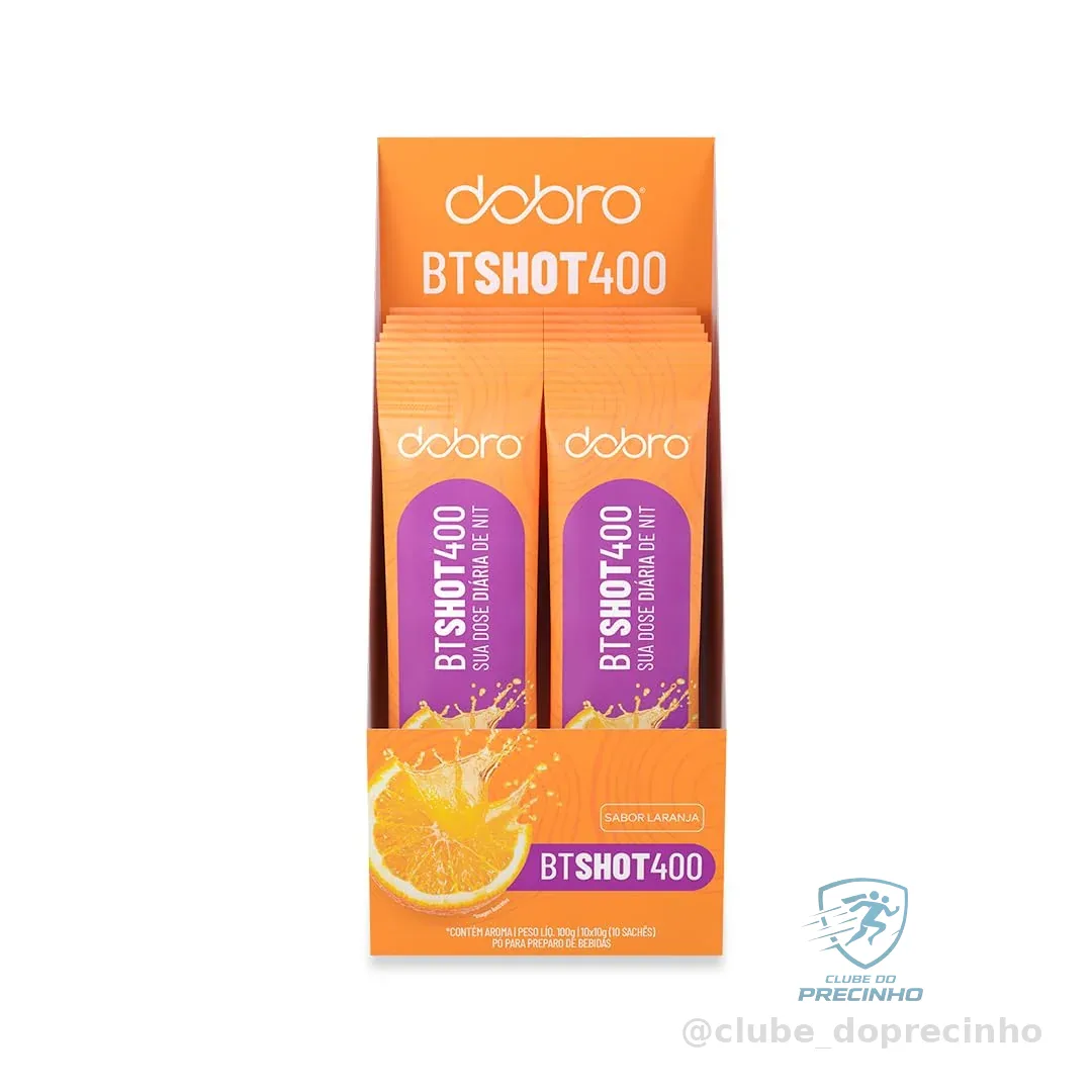 Dobro, BT SHOT 400 Dobro Suplemento em Pó 10 Sachês de 10g - Laranja com Morango