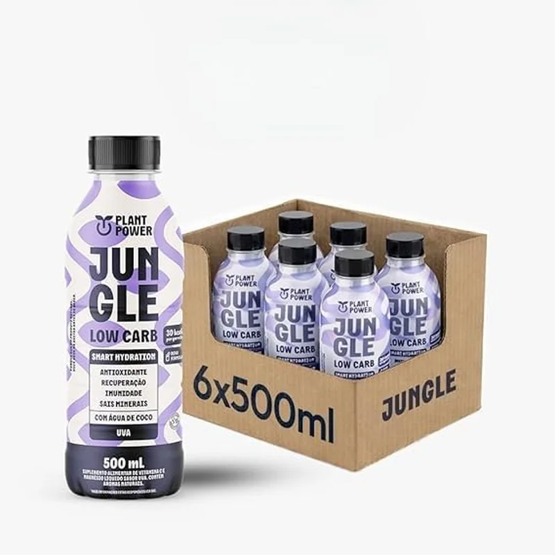 Jungle Low Carb Uva, Bebida Funcional, 500ml - 6 unidades