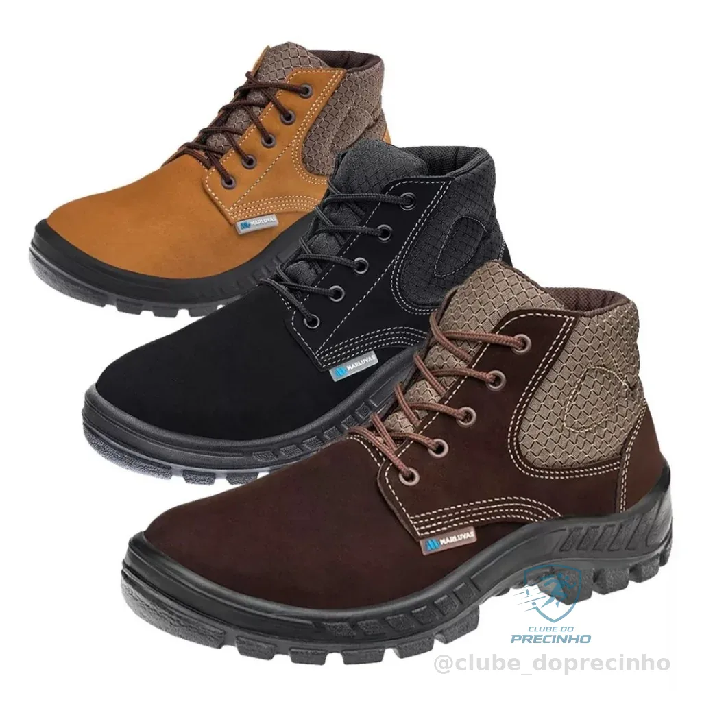 Bota Botina Segurança Ocupacional Trekking Fechamento Cadarço Bico PVC Nobuck Marluvas 50b26Cb Shopee