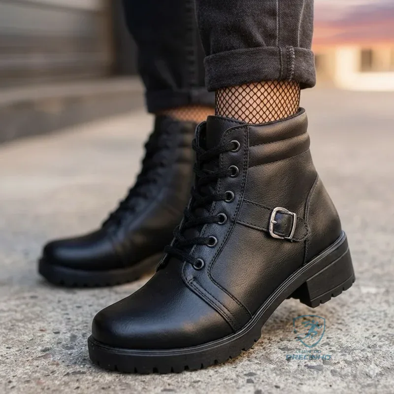 Bota Feminina Coturno Cano Baixo Virginia | Lançamento Inverno 2025 | Confortável, Estilosa, Tratorada Shopee
