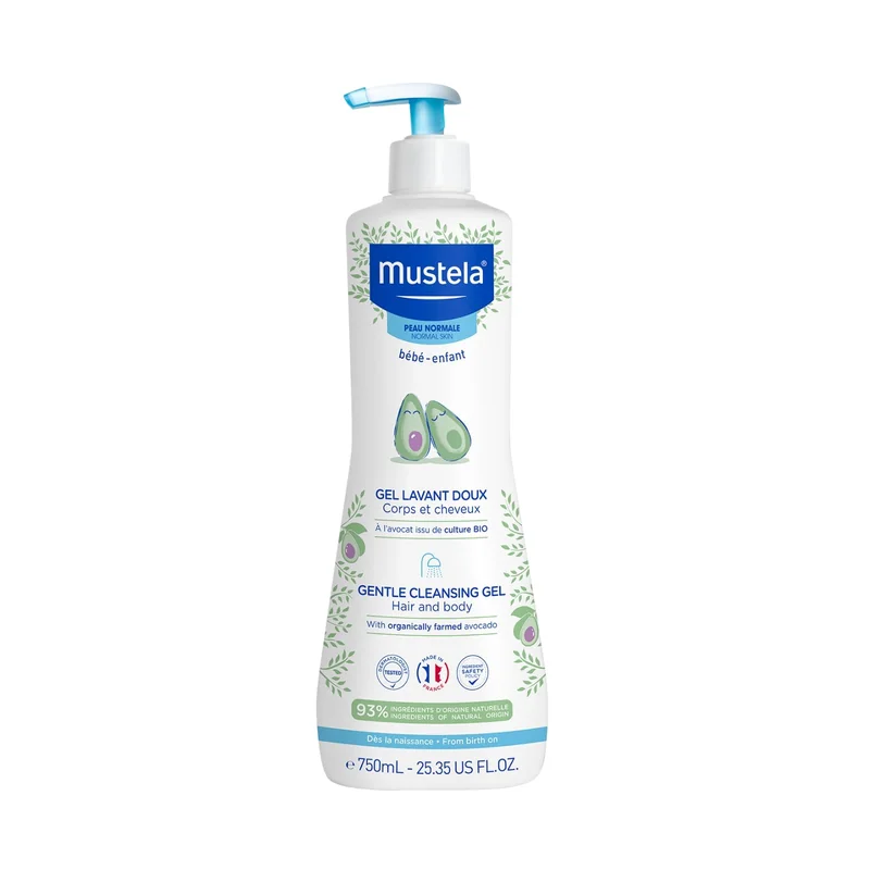 Mustela Gel Lavante Suave 750ml - Sabonete Líquido Corpo e Cabelo Infantil - 93% de Ingredientes de Origem Natural - Seguro Desde o Nascimento
