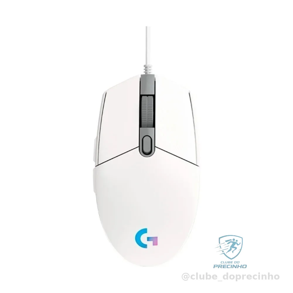 Mouse Gamer Logitech G203 LIGHTSYNC RGB, Efeito de Ondas de Cores, 6 Botões Programáveis e Até 8.000 DPI - Branco
