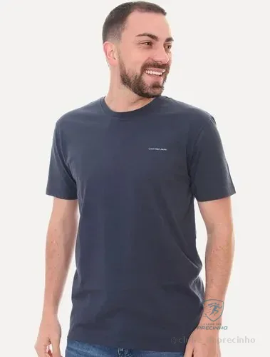 Camiseta Calvin Klein Jeans Light New Logo Azul Marinho