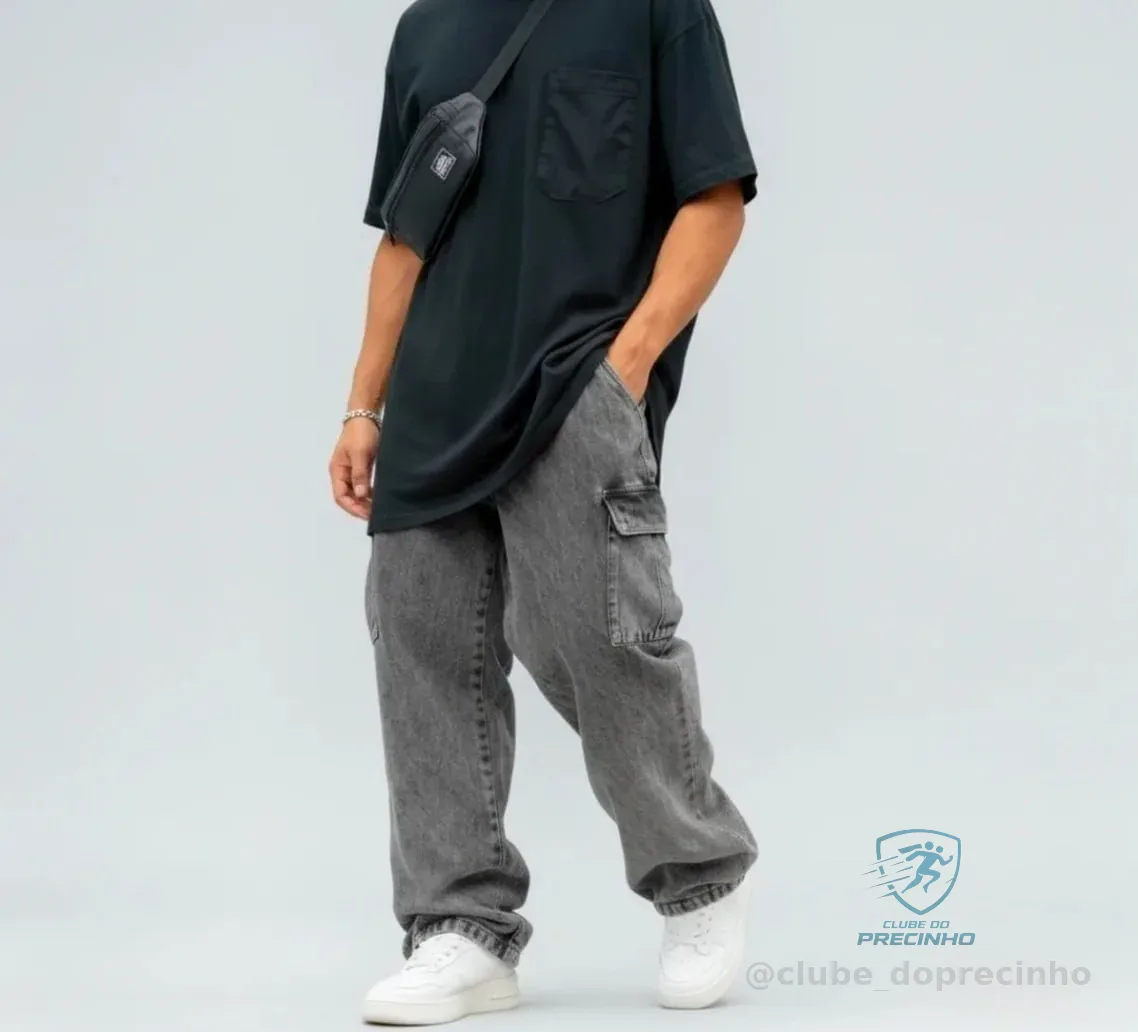 Calça Jeans Cargo Masculina Streetwear Mercado Livre