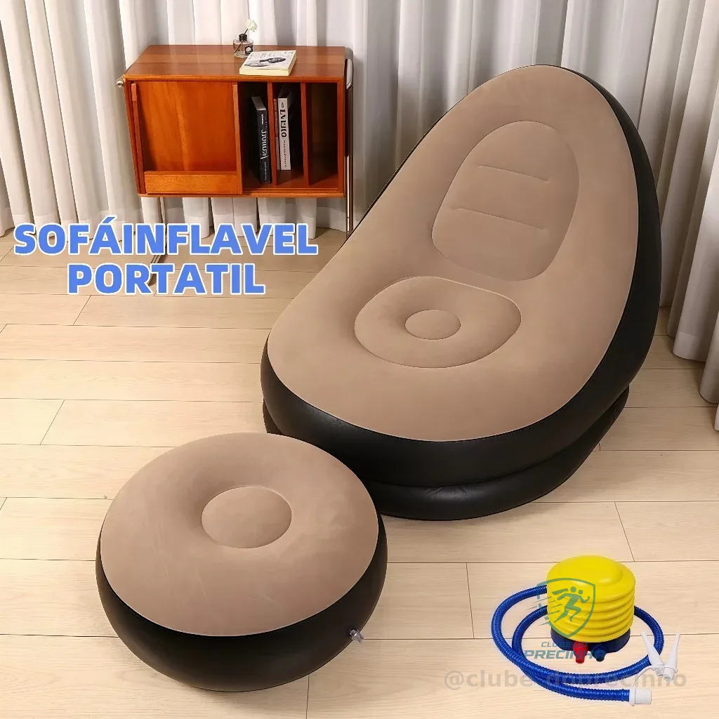 Sofá Inflável Portátil 3 em 1 com Bomba de Ar Poltrona Cama Dobrável Para Camping Praia e Casa Shopee