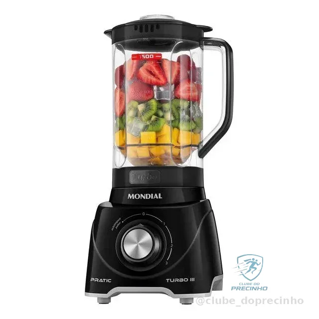 Liquidificador Pratic Turbo Iii Mondial 550w L-93-bg Preto 220v