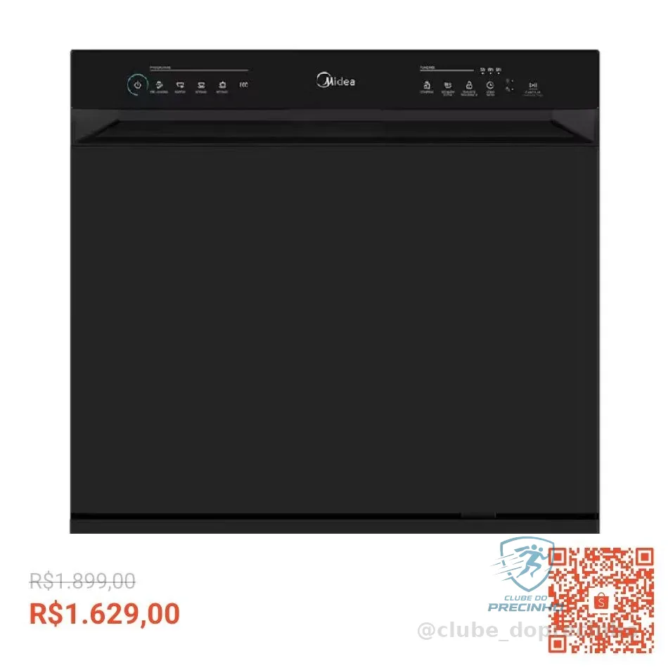 Lava Louças 8 Serviços Preta Touch Plus Midea