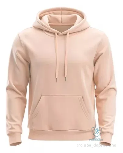 Moletom Liso Algodão Unissex Blusa De Frio Canguru Flanelado M Bege