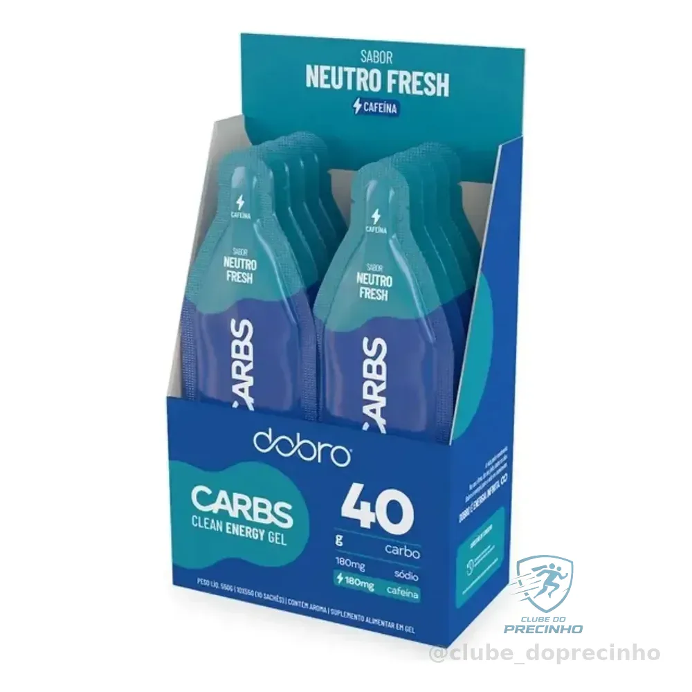 Dobro Carbs Gel 40g Neutro Fresh Com Cafeína Caixa 10 Sachês Neutro Fresh Com Cafeina Sem Sabor Sem Sabor