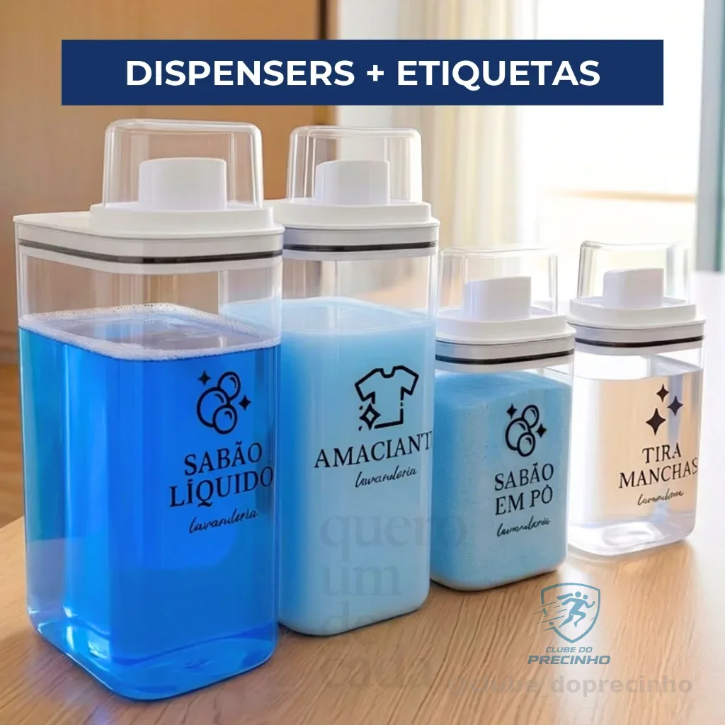 Dispensers Lavanderia 1,5L e 2,3L - Amaciante, Sabão em Pó, Sabão Líquido, Tira Manchas kit/individ Shopee