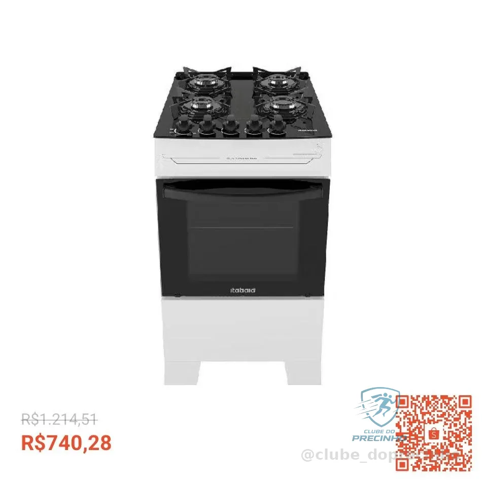 Fogão Itatiaia Electra Glass Pluss Piso 4 Bocas Branco Mesa De Vidro Bivolt (3700000485)