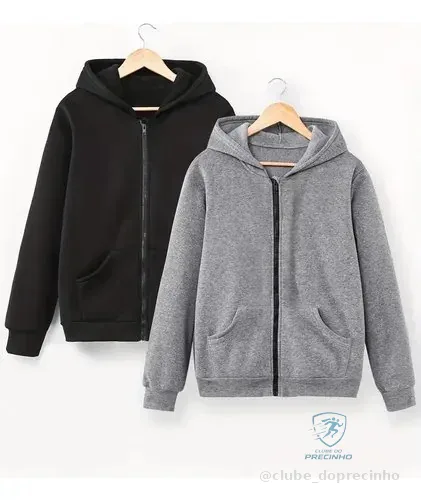 Kit 2 Moletons Com Capuz & Com Zíper, Casaco De Frio Inverno