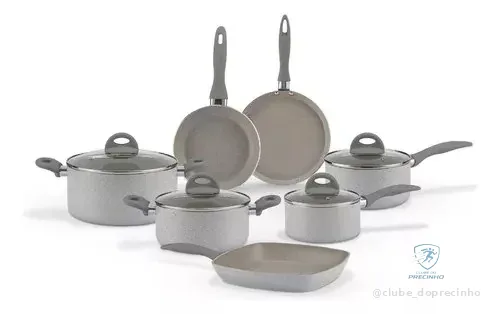 Jogo De Panelas Com Indução Brinox Marble Blend 7 Pç Cinza