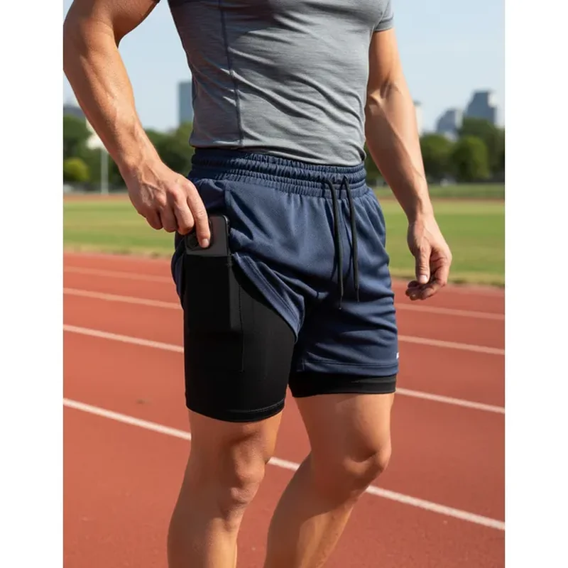 Bermuda 2 Em 1 Short Duplo Com 2 Bolso Laterais E 1 Interno